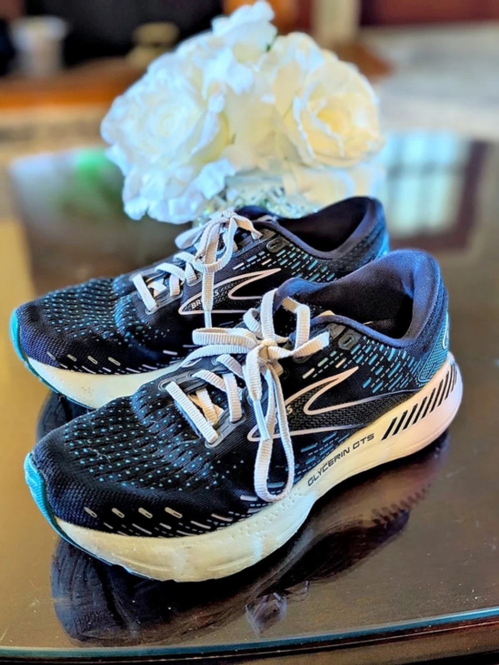 Brooks Glycerin GTS Athletic Shoes Black & Blue US 7.5 D